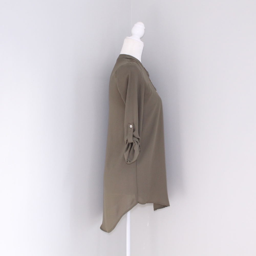 About a Girl Green Olive High-Lo Tunic Dress Sz S - Picture 4 of 7